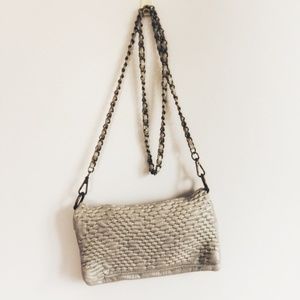 ✨ Gold Silver Crossbody Bag Purse Leather Weave ✨